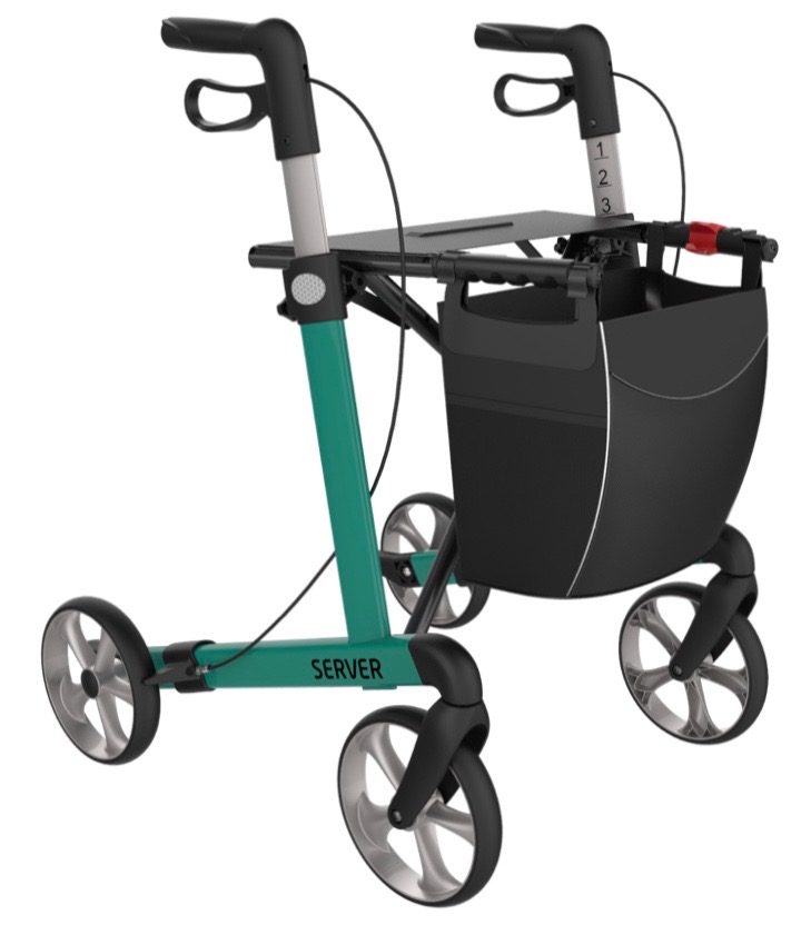 server_gr_n_3 Rollator Server Turkis Inkl. Stokkeh - Billede 1