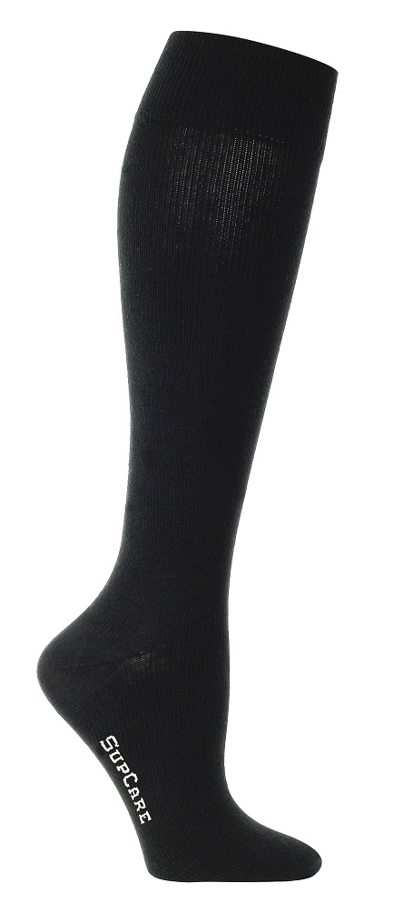 su1510-1_1 SupCare Bred Støttestrømpe Bomuld Sort - Billede 1