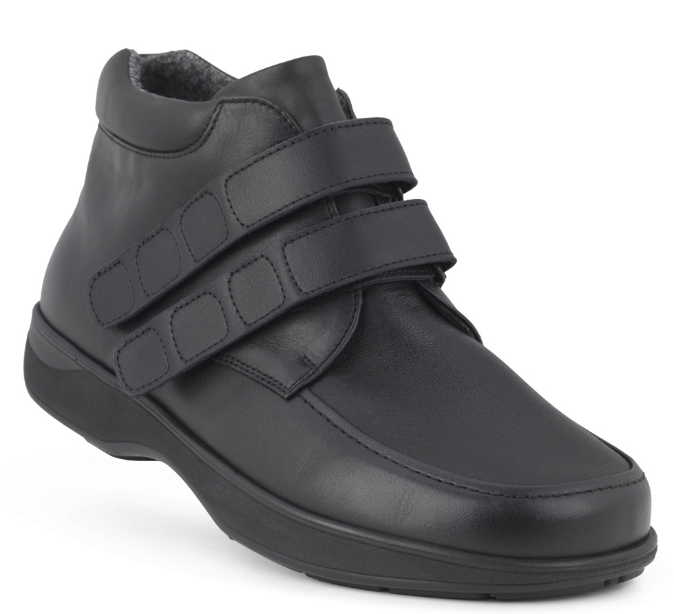 New Feet Bred Herrestøvle sort m/velcro og stretch
